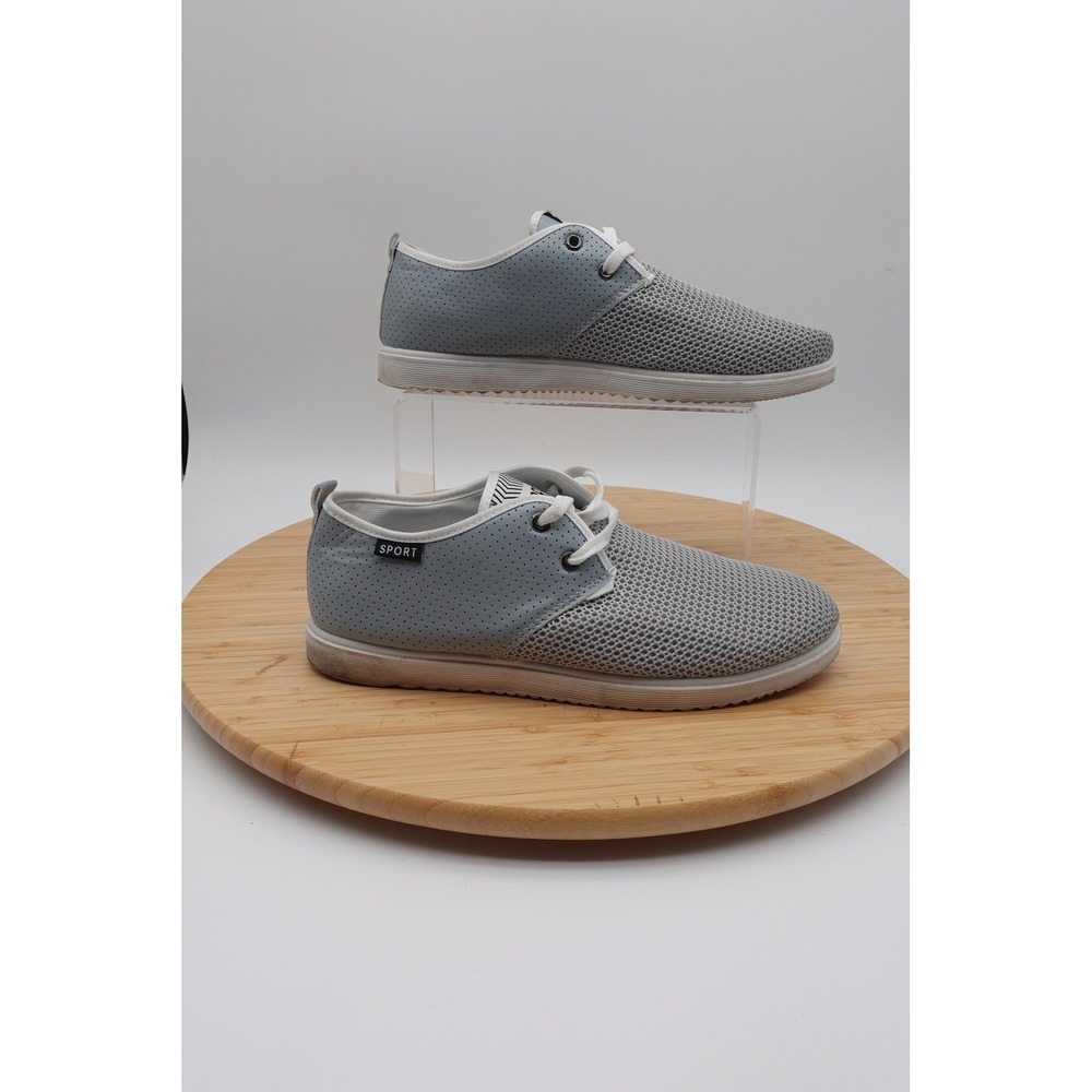 Sport Shoes Mens Size 12 45 Gray Mesh Lightweight Sneakers Breathable Lace Up